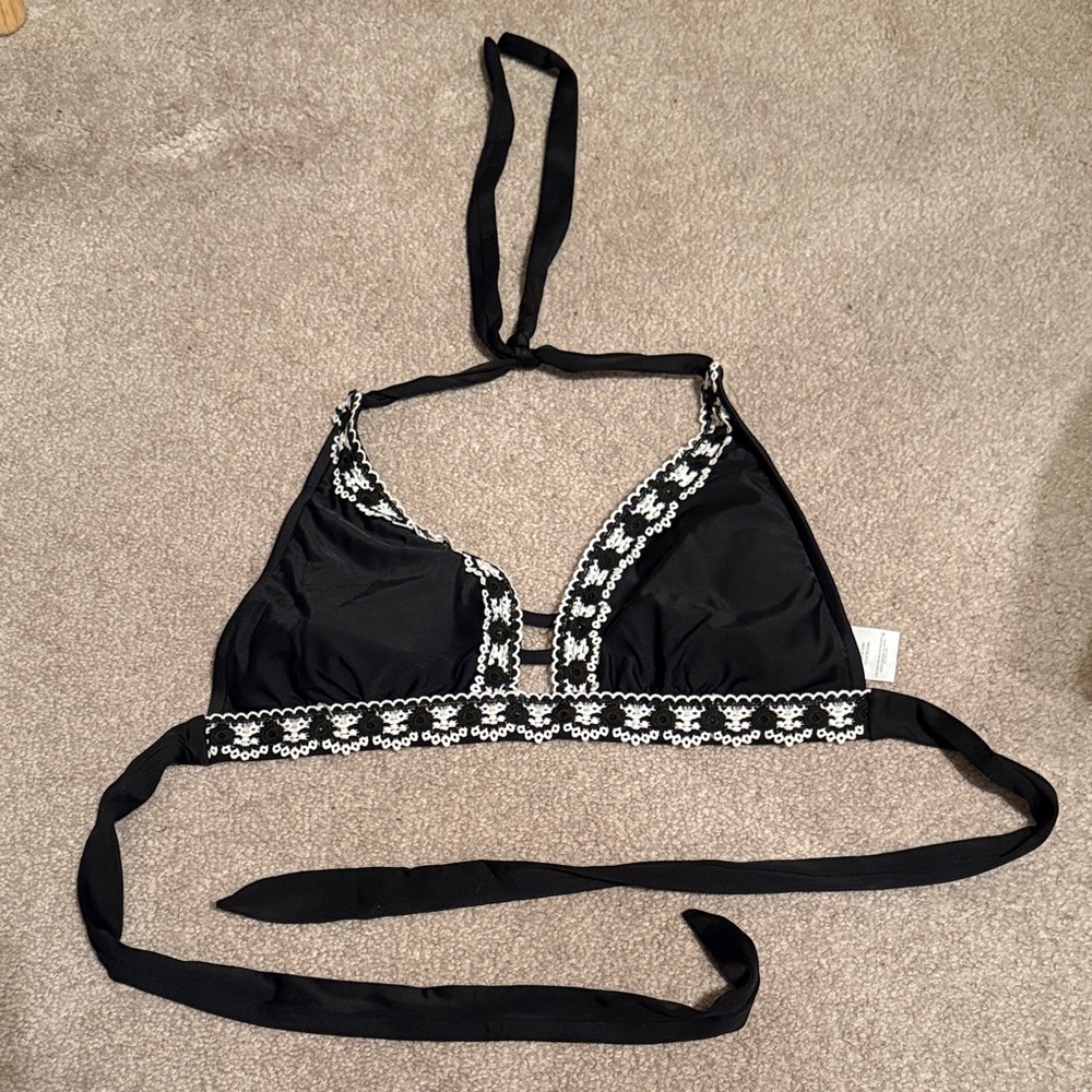 Black and White Halter Bikini Top